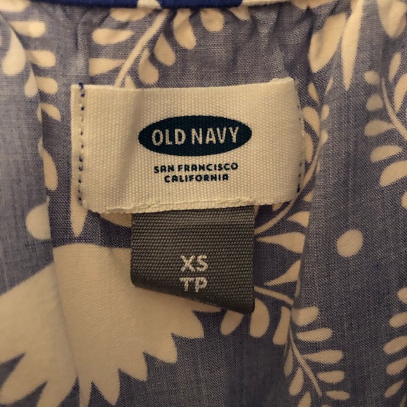 Blue and White Geo Pattern Cotton Dress - Picture 4 of 4